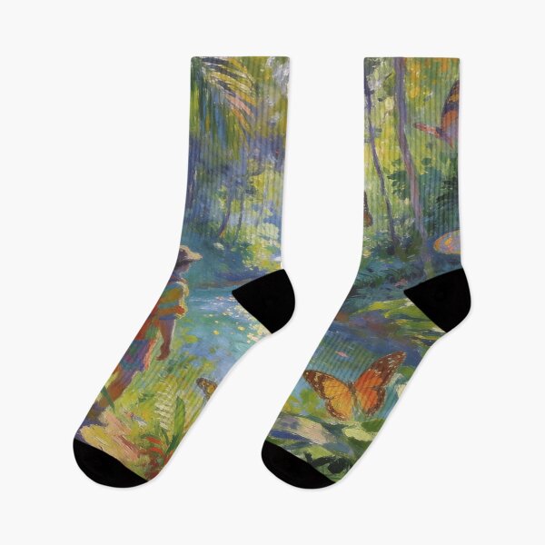 Item preview, Peaceful Jungle Walk with Flowers by River, Dreamy Impressionist Nature Artwork designed and sold by BlareBlare.