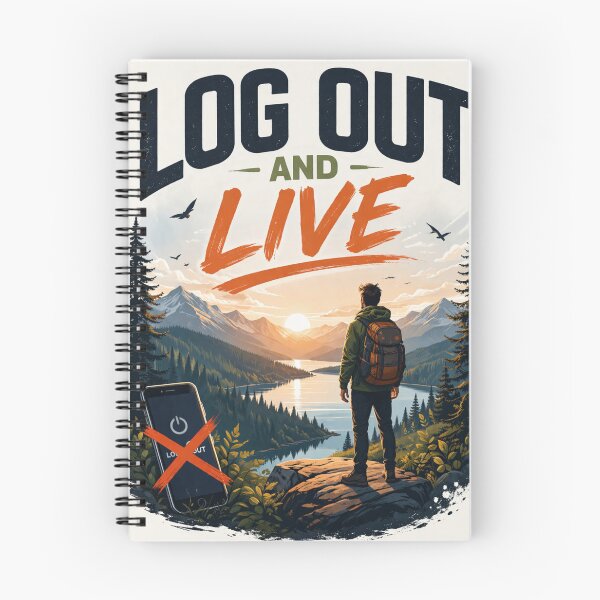 Item preview, Log out and live, digital detox, unplug, nature, motivational quote designed and sold by Raxid2022.