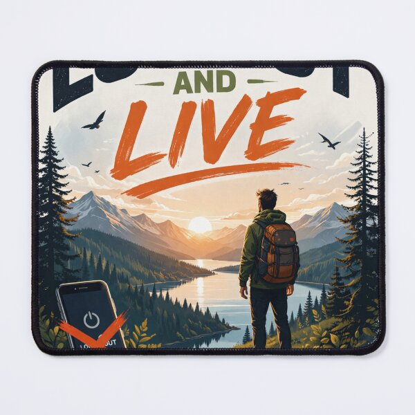 Item preview, Log out and live, digital detox, unplug, nature, motivational quote designed and sold by Raxid2022.