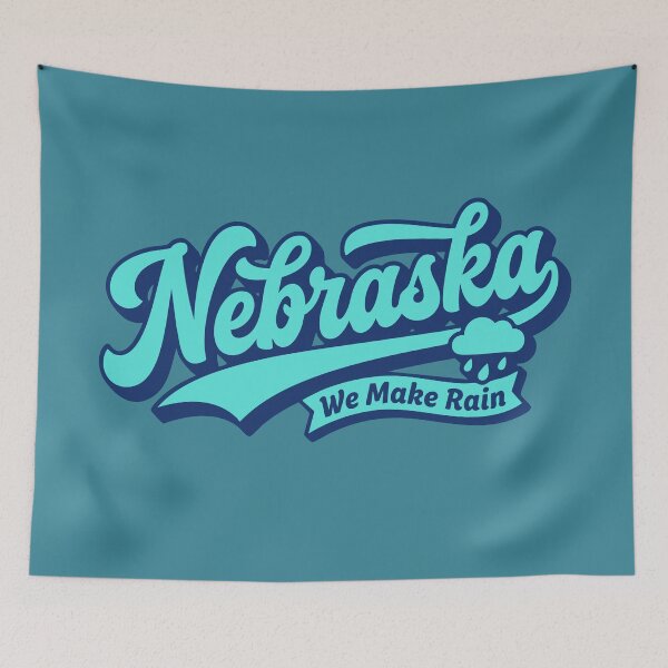Item preview, Vintage Nebraska We Make Rain Retro Script Graphic Art designed and sold by Cozy-Old-Pub.