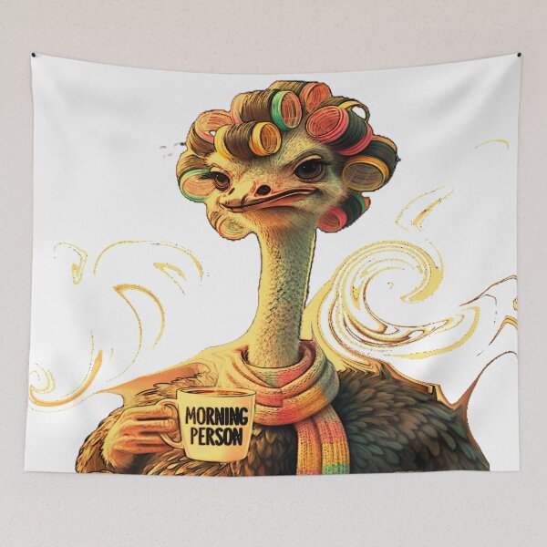 Item preview, Ostrich in Curlers: Morning Chaos Chic designed and sold by DesignbyDizdar.