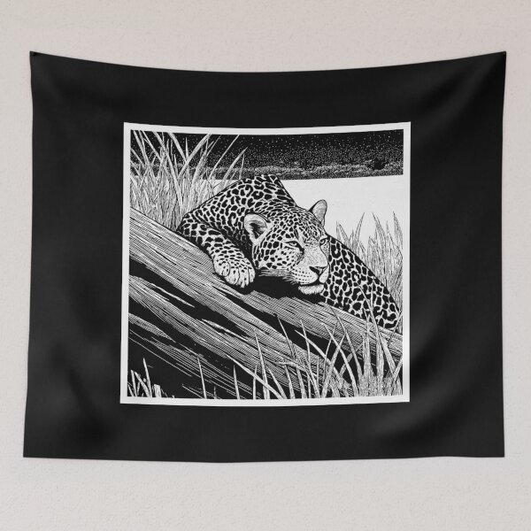Item preview, Brazilian Pantanal Whispers: A Jaguar Onça Pintada Linocut Collection #3 designed and sold by Helios Be. Lavsh.