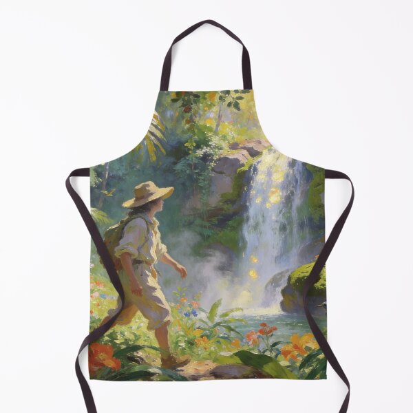 Item preview, Enchanted Rainforest with Birds & Waterfall, Whimsical Impressionist Travel Art designed and sold by BlareBlare.