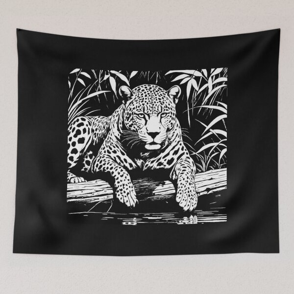 Item preview, Brazilian Pantanal Whispers: A Jaguar Onça Pintada Linocut Collection #4 designed and sold by Helios Be. Lavsh.