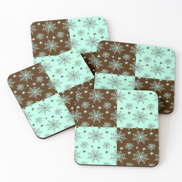 Item preview, Light turquoise and dark brown interchange web pattern designed and sold by serenebookworm.