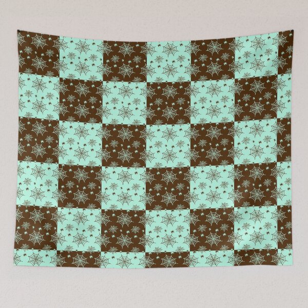 Item preview, Light turquoise and dark brown interchange web pattern designed and sold by serenebookworm.