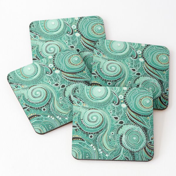 Item preview, Aboriginal Inspired Dot Art - Mint Green Decorative Circles designed and sold by GrinGalore.