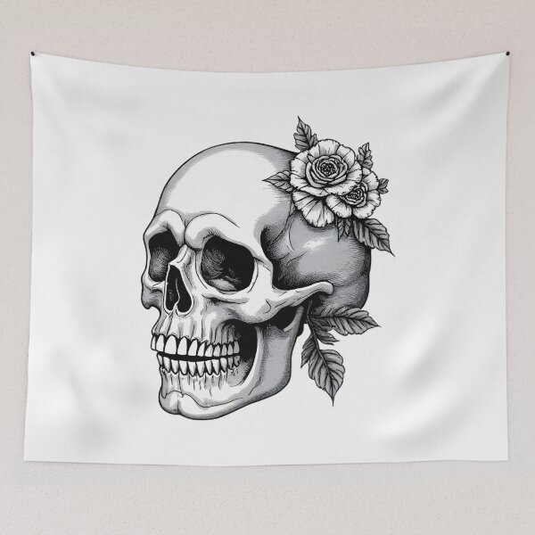 Item preview, Gothic Skull with Roses designed and sold by Kavya Art.