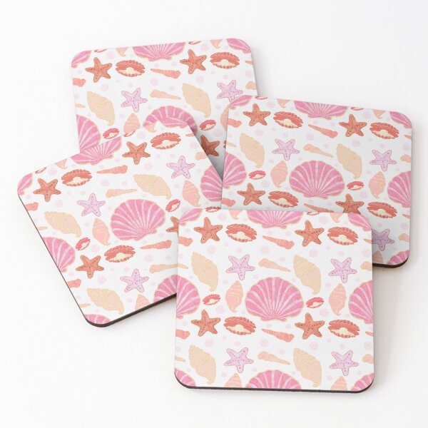 Item preview, Pink Shells on White with Gold Trim designed and sold by jshuphotography.