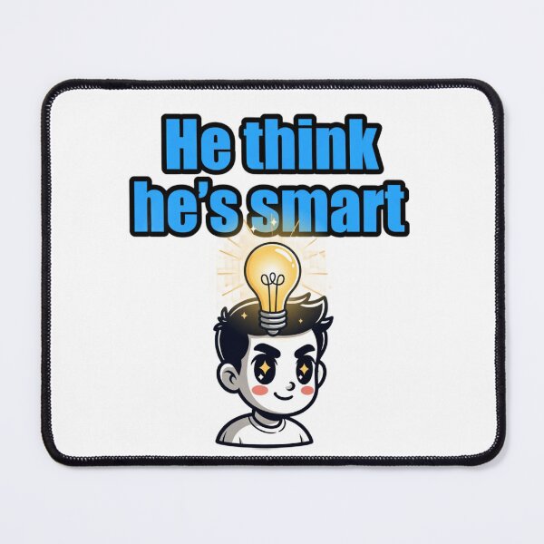 Item preview, He Think He's Smart T-Shirt | Funny Smart Guy Blue Cartoon Lightbulb Design | Cocky Genius Tee designed and sold by Clintora.