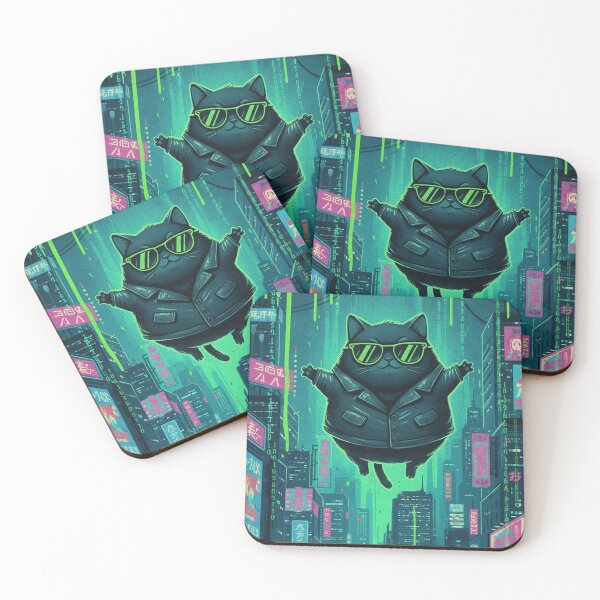 Item preview, Floating Matrix Cat Cyber City Drop designed and sold by CataosMeow.