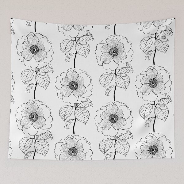 Item preview, Wild Rose Symmetry Botanical Line Art designed and sold by Grin Katalina Floral Patterns & Cozy Art.