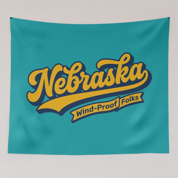 Item preview, Retro Nebraska Wind Proof Folks Vintage 70s Script Art designed and sold by Cozy-Old-Pub.