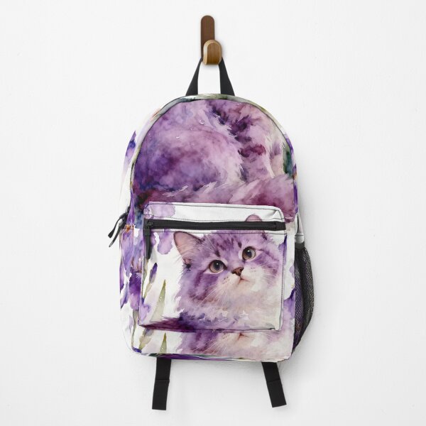Item preview, Purple Cat Among Purple Iris Blooms designed and sold by Shelley Loewnau-Jones Studio.