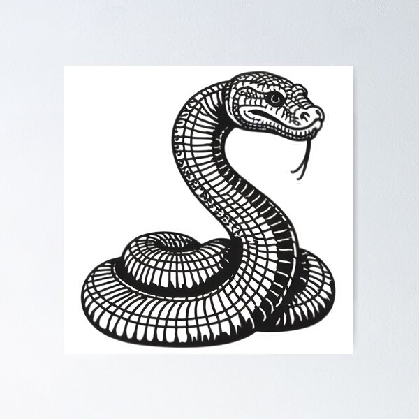 Item preview, Coiled Cobra Snake – Bold Tribal Line Art Design designed and sold by Kavya Art.