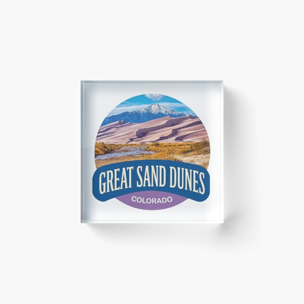 Item preview, Great Sand Dunes Colorado Snow Capped Mountains National Park Sticker designed and sold by Blurbean.