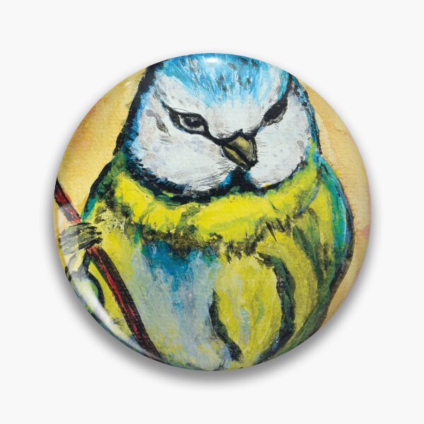 Item preview, Watercolor painting of aesthetic Eurasian blue tit designed and sold by Dilyana Rumenova - Shantabella.