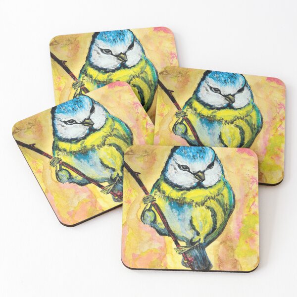 Item preview, Watercolor painting of aesthetic Eurasian blue tit designed and sold by Dilyana Rumenova - Shantabella.