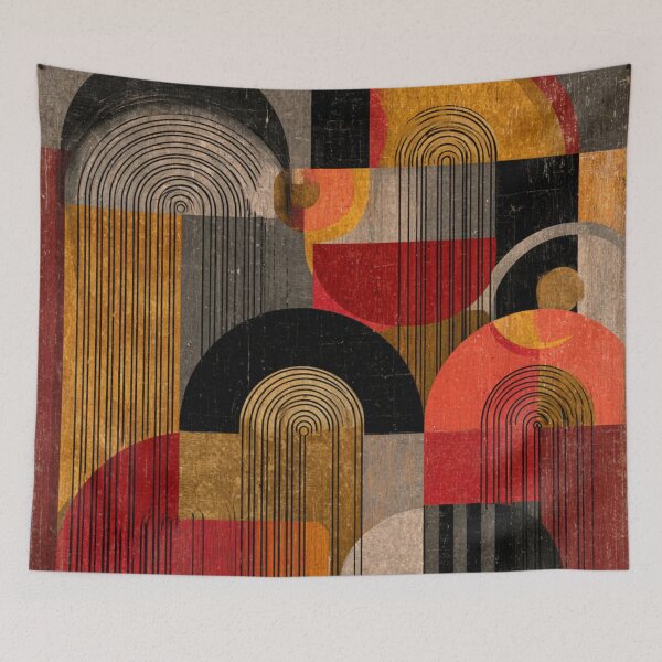 Item preview, Mid-Century Modern Abstract Art – Geometric Shapes in Earth Tones – Retro Modern designed and sold by GrinGalore.