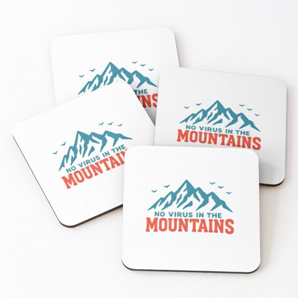 Item preview, No Virus in the Mountains — Retro Adventure Typography | Blue Peak Mountain Illustration designed and sold by Colorful-Garden.