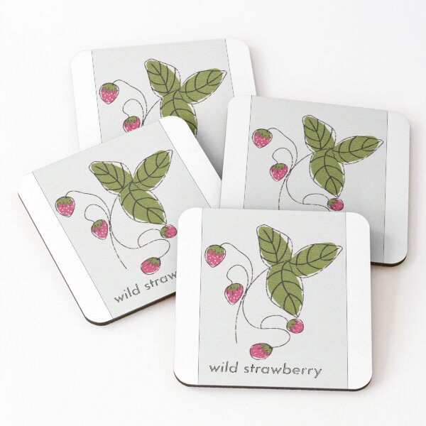 Item preview, Minimal Poster with Wild Strawberry Illustration.Botanical Poster with Forest Strawberries designed and sold by TaniaArtDesign.