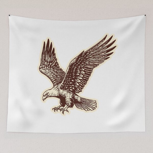 Item preview, Vintage Flying Eagle Illustration  Retro Woodcut Bird Design designed and sold by Kavya Art.