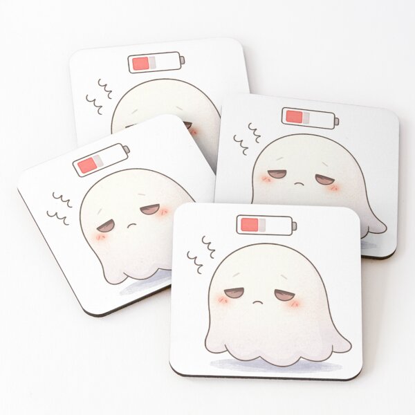 Item preview, Low Battery Ghost Minimal | Cute Kawaii Aesthetic | Tired Low Energy Mood Design designed and sold by The Mood Index.