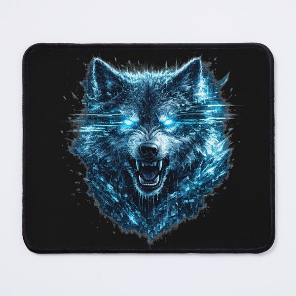 Item preview, Glitch Wolf – Cyberpunk Neon Blue Wolf Head Aggressive Glitch Aesthetic designed and sold by UnglaublichGut.