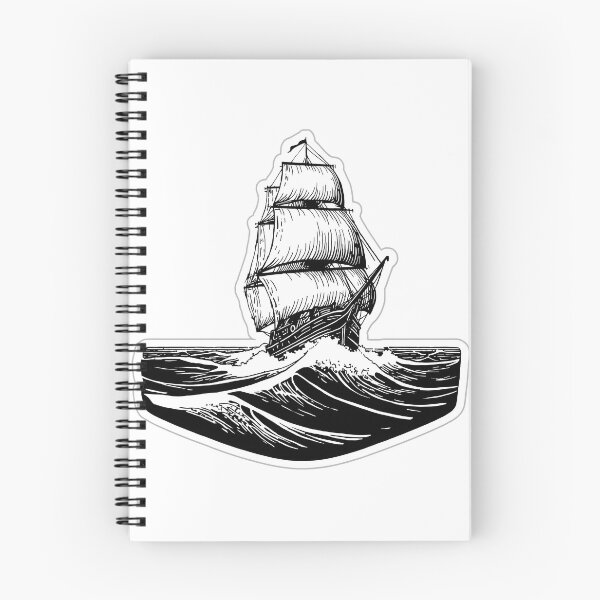 Item preview, Vintage Sailing Ship Riding Storm Wave Illustration designed and sold by Kavya Art.