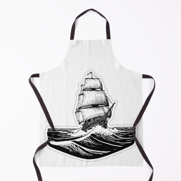 Item preview, Vintage Sailing Ship Riding Storm Wave Illustration designed and sold by Kavya Art.