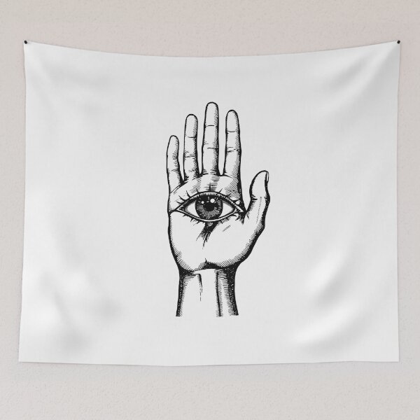 Item preview, All Seeing Eye Hand – Mystical Occult Symbol Line Art designed and sold by Kavya Art.