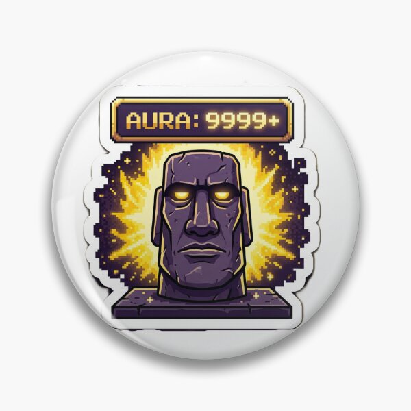 Item preview, Aura 9999+ Sticker | Funny Sarcastic Moai Max  Aura RPG Stat Meme Trending Gaming Sticker designed and sold by ChaosAndChill.