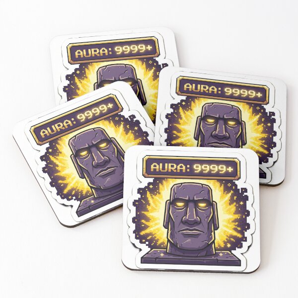 Item preview, Aura 9999+ Sticker | Funny Sarcastic Moai Max  Aura RPG Stat Meme Trending Gaming Sticker designed and sold by ChaosAndChill.