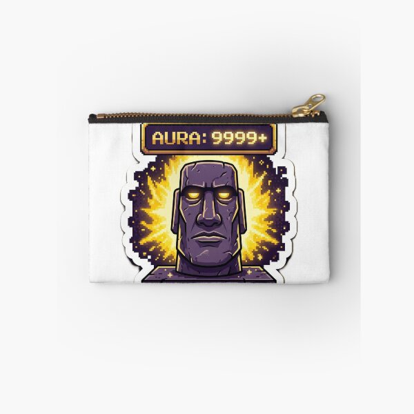 Item preview, Aura 9999+ Sticker | Funny Sarcastic Moai Max  Aura RPG Stat Meme Trending Gaming Sticker designed and sold by ChaosAndChill.