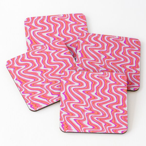 Item preview, Wavy background pattern featuring pink, orange, and white undulating lines designed and sold by Giree07.