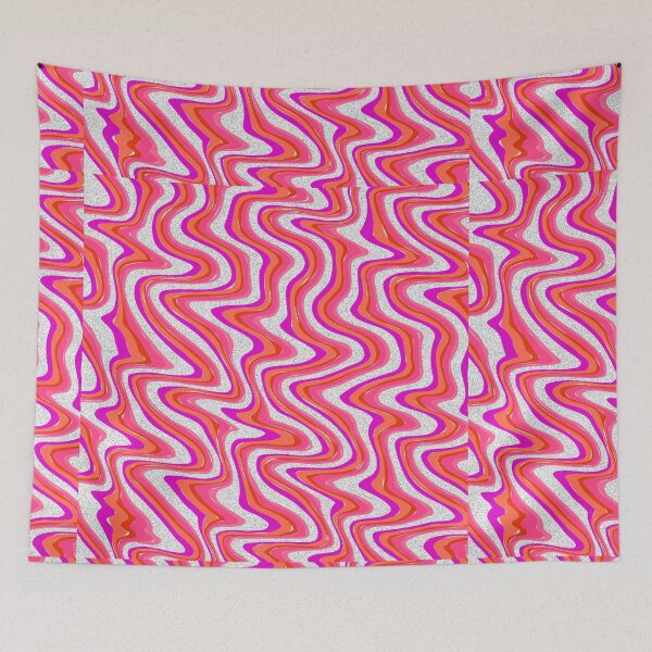Item preview, Wavy background pattern featuring pink, orange, and white undulating lines designed and sold by Giree07.