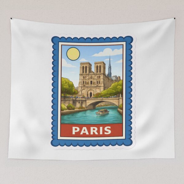 Item preview, Paris Notre Dame Travel Stamp Sticker Magnet designed and sold by CLOUTKULT.