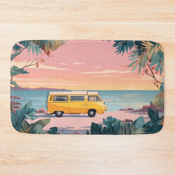 Item preview, Sunset at a beach with a yellow van designed and sold by anytka.