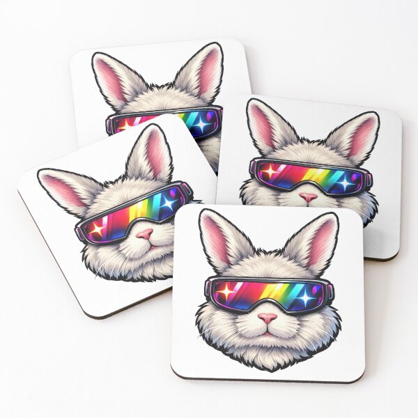 Item preview, Bright bunny wearing colorful sunglasses with a fun design on a white background designed and sold by CreativeLarysa.