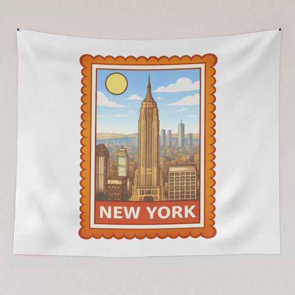 Item preview, New York Empire State Building Travel Stamp Sticker Magnet designed and sold by CLOUTKULT.