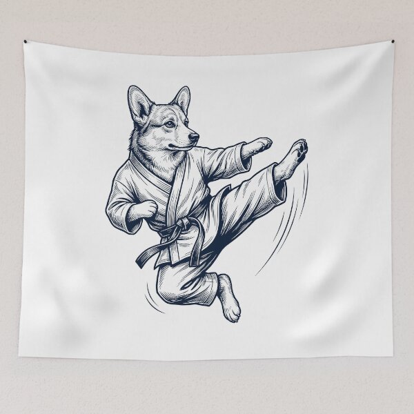 Item preview, Vintage Pembroke Welsh Corgi Doing Karate Martial Art Dog Lover designed and sold by TerryConnells.