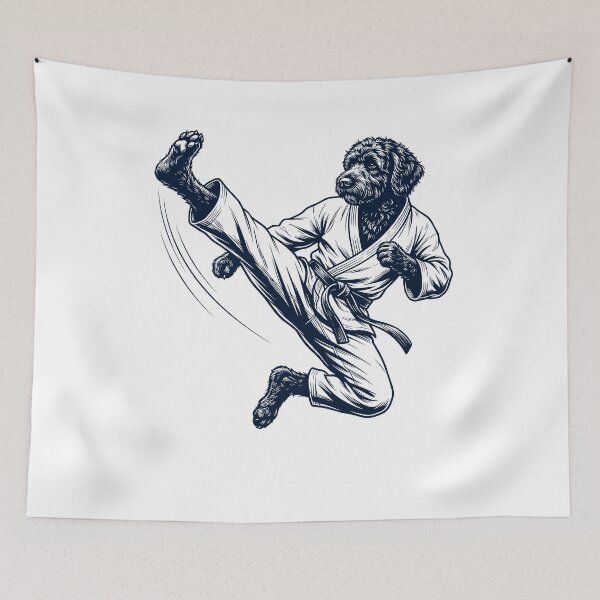 Item preview, Vintage Portuguese Water Dog Doing Karate Martial Art Dog Lover designed and sold by TerryConnells.