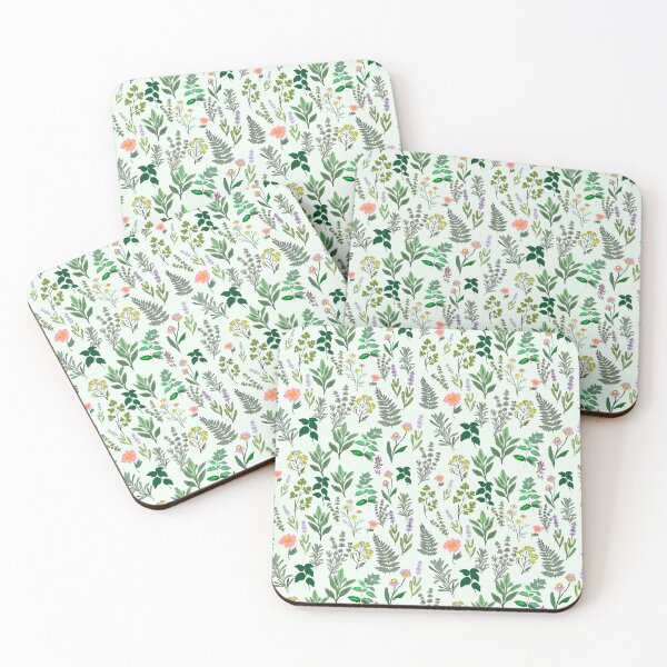 Item preview, Wild Herb Garden Pattern – Botanical Floral Illustration in Soft Green designed and sold by Kiddyrichy2946.