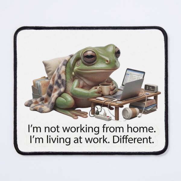 Item preview, Living At Work - Funny WFH Burnout Frog Meme designed and sold by Arts Paradise.