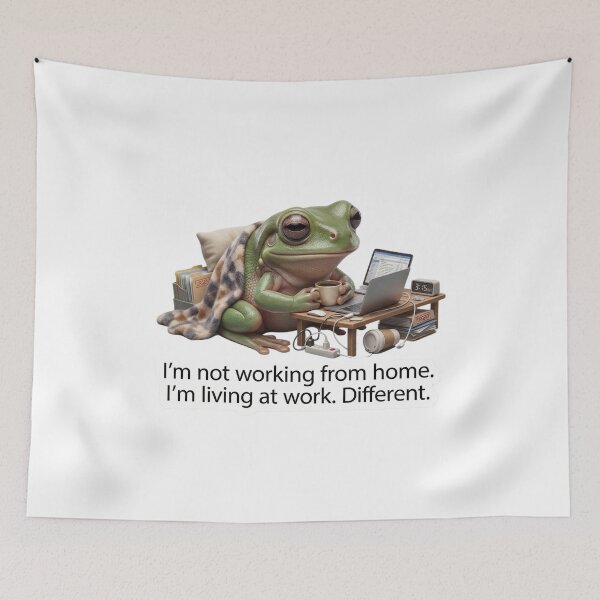 Item preview, Living At Work - Funny WFH Burnout Frog Meme designed and sold by Arts Paradise.