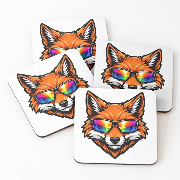 Item preview, Colorful fox face wearing sunglasses with a bright and bold design that stands out in any setting designed and sold by CreativeLarysa.
