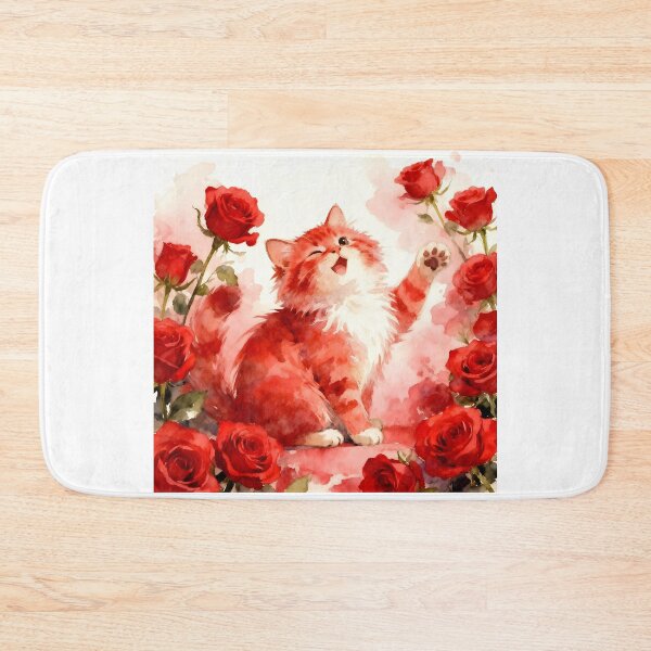 Item preview, Red Kitten Among Red Roses designed and sold by Shelley Loewnau-Jones Studio.