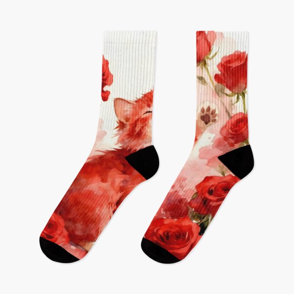 Item preview, Red Kitten Among Red Roses designed and sold by Shelley Loewnau-Jones Studio.
