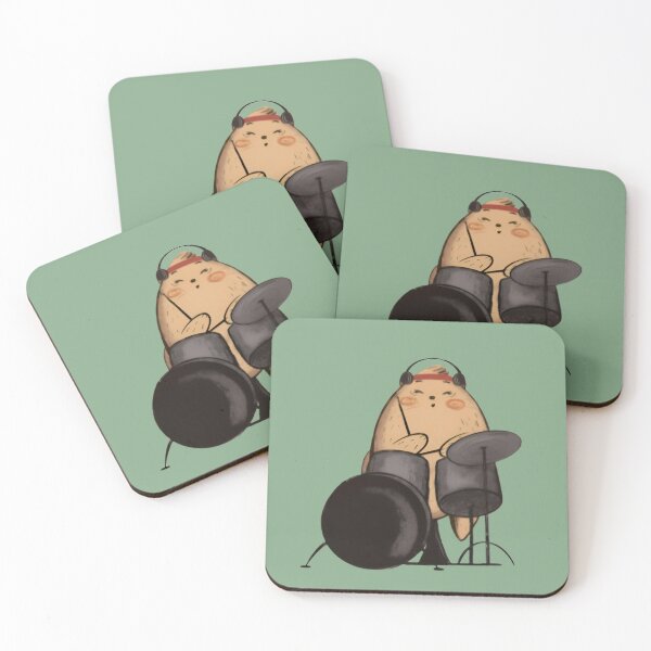Item preview, Cute Drummer Potato – Music Lover Cartoon Illustration designed and sold by Rangmanch.