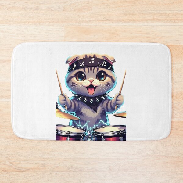 Item preview, Scottish Fold Cat Drummer - For Cat and Music Fans designed and sold by Dazzio Designs.